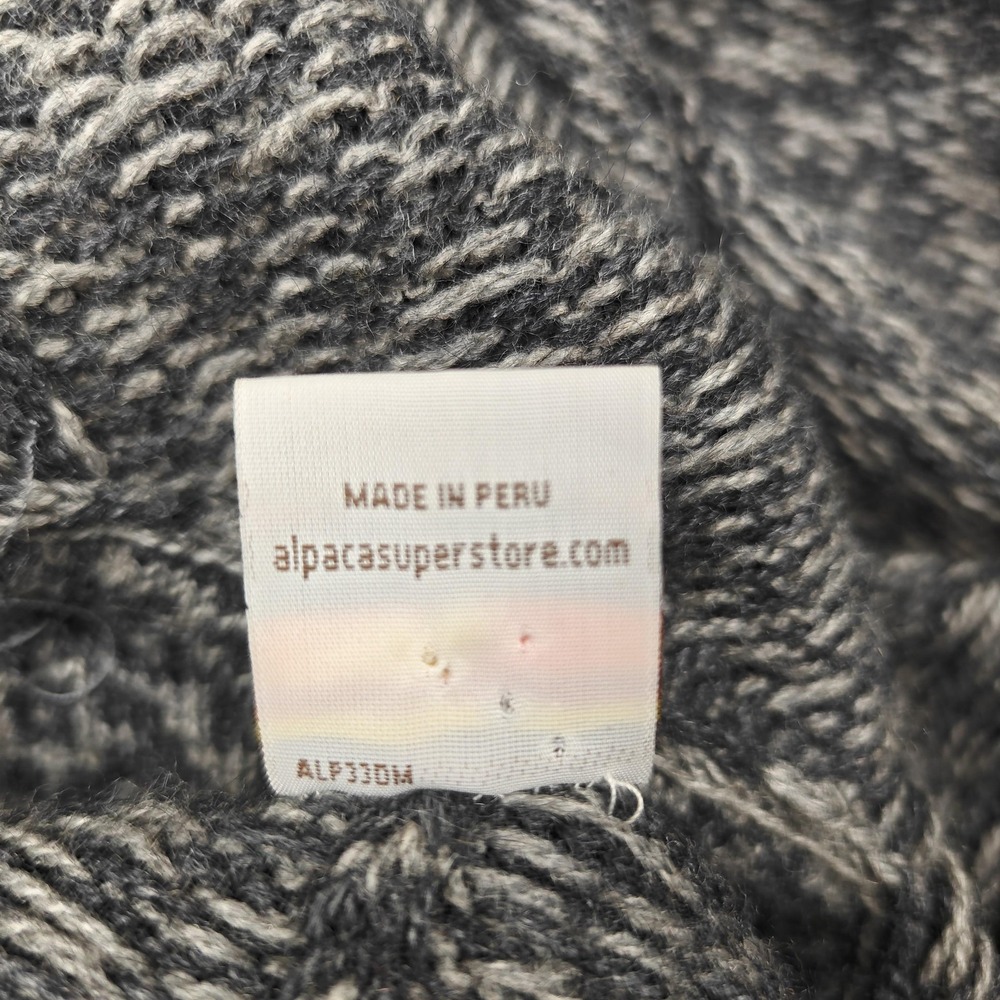 Alpaca Warehouse Poncho Womens Medium Gray Alpaca Knit Button Collared Geometric - Picture 9 of 15